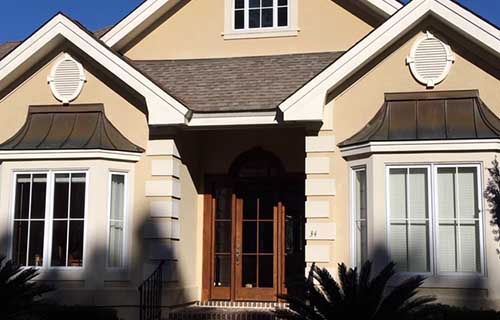 Home with stucco on the front